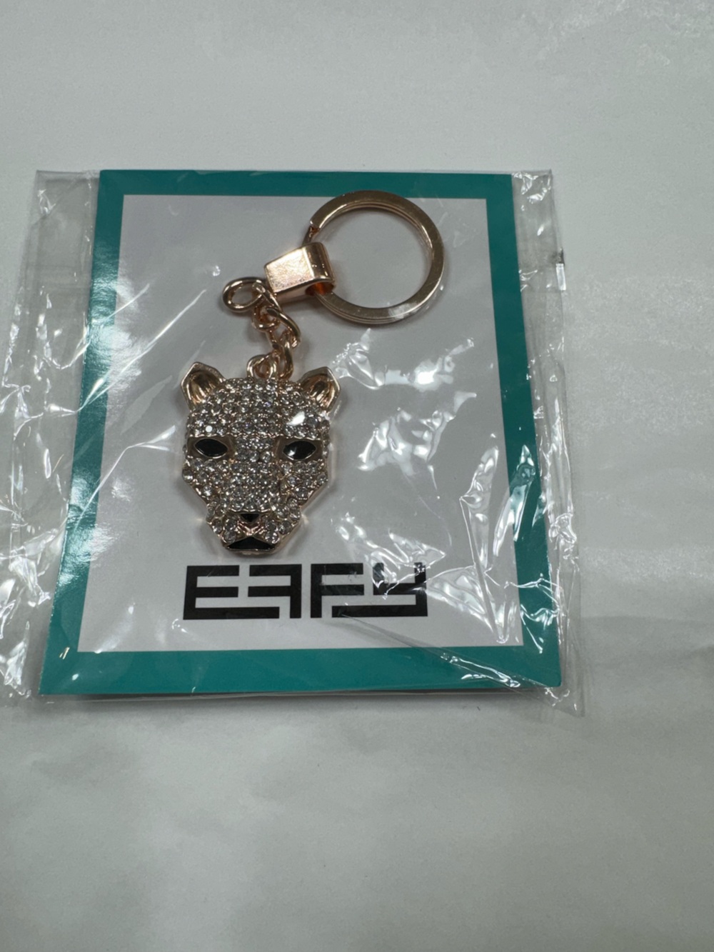 Effy Crystal Panther Head Keychain - Rose Gold & Black